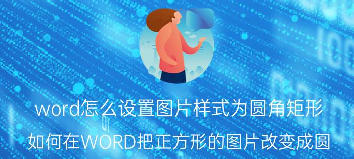 word怎么设置图片样式为圆角矩形 如何在WORD把正方形的图片改变成圆？